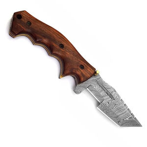 Cuchillo de bolsillo Burraq DIY OEM personalizado hecho a mano de acero de Damasco con mango de madera y funda de cuero para regalo de aniversario o regalo para padrinos de boda - Product Image 2