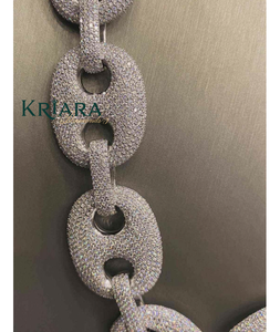 Women's Moissanite <b>Statement</b> <b>Necklace</b> S925 Silver Rhodium Plated Link Chain Geometric Luxury Party Jewelry - Product Image 3