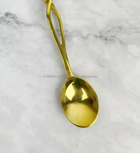 Elegant Decorative Brass Gold Flower Design Tea <b>Coffee</b> <b>Spoon</b> Set in Bulk Price - Product Image 3