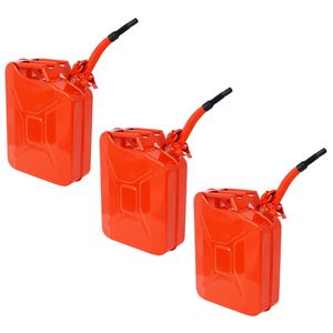 Set di 3 20 litri (5 galloni) di acciaio rosso carburante può taniche portatili con beccuccio flessibile per benzina per auto camion attrezzature - Product Image 2