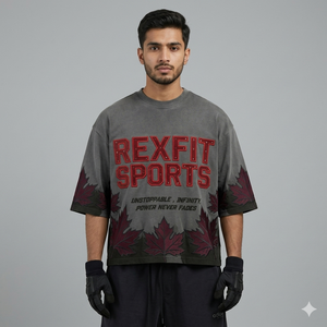 เสื้อยืด Rexfit Sports สั่งทำพิเศษ สไตล์ลำลอง แฟชั่นสตรีทแวร์ เสื้อครอปโอเวอร์ไซส์ เสื้อยืดสตรีทแวร์ผู้ชาย ผ้าฝ้าย แฟชั่นลำลอง - Product Image 1