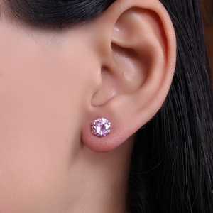 Magnifiques boucles d'oreilles en argent 925 avec zircon rose, élégantes et abordables, pour femmes et filles, à porter lors de mariages. - Product Image 1