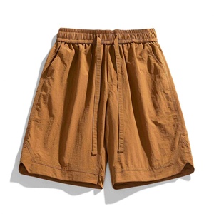 Summer Men's Retro Casual Hip Hop Style 100% Cotton Breathable Anti-UV Drawstring Closure Loose Sports Shorts for Teenagers - Product Image 4