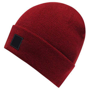 Unisex Solid Color Beanie Hat 100% Acrylic Knitted <b>Winter</b> <b>Cap</b> for Adults Casual Style Red Cuff Design - Product Image 1