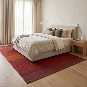 DECORDEC Deep <b>Red</b> <b>Wool</b> Tonal Textured Rug Burgundy Rust Solid Non-Slip Eco-Friendly Modern Carpet for Living Room Hotel Bathroom - Product Image 3