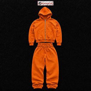 Orange Star Embroidered Tracksuit Men Custom <b>Zip</b> <b>Up</b> <b>Hoodie</b> Jogger Pants Set Streetwear Casual Sportswear Wholesale OEM Fashion - Product Image 5