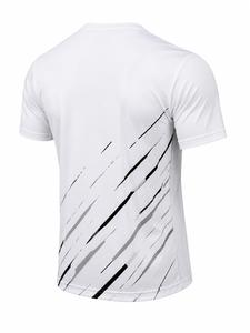 เสื้อยืดคอกลมแขนสั้นสีขาวสำหรับผู้ชาย ลายพิมพ์สีดำแบบรีดร้อน สปอร์ต ทรงเข้ารูป ผ้าถัก แห้งเร็ว โพลีเอสเตอร์ 100% กำลังเป็นที่นิยม - Product Image 5