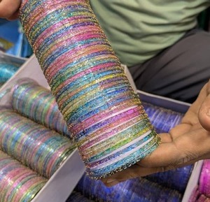 Elegant Raindrop Design Kashmiri <b>Bangles</b> <b>Set</b> Trendy Traditional Ethnic Jewelry Crystal Stone Imitation Pearl Bridal Wedding - Product Image 1