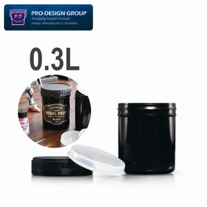 Seau en plastique de 0,3 L avec couvercle, noir, en PEHD, avec bande de déchirement et insert, pour peinture de modélisme haut de gamme et encre d'impression spéciale - Product Image 1