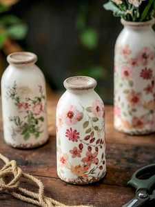 <b>Ceramic</b> Tabletop <b>Vase</b> Set With Hand Painted Floral Patterns Bohemian Style 8-16 Inches 100% Handmade - Product Image 4