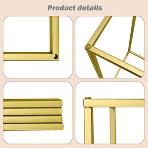 Supporto cilindrico in metallo dorato, colonna espositiva quadrata, porta vaso per decorazioni di matrimoni e feste di compleanno - Product Image 4