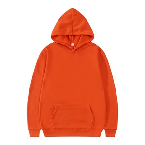 Sweat-shirt à capuche orange pour homme, coupe classique, décontracté, couleur unie, en molleton tricoté, pour l'automne, avec poche - Product Image 1
