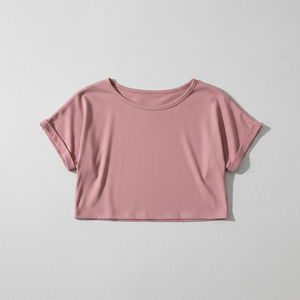 Women's Short Sleeve Casual Slim Summer <b>Crop</b> <b>Top</b> 100% Cotton Breathable O-Neck Eco-Friendly Jersey Fabric Custom <b>Crop</b> <b>Top</b> 2026 - Product Image 4