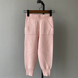 <b>Women</b> Pink Hooded Knit <b>Sweatsuit</b> Set With Fur Collar Casual Winter Outfit Loose Fit Full Sleeve Solid Color Pants Side Pockets - Product Image 2