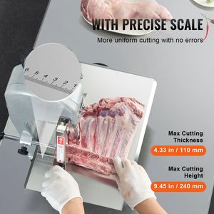 Sega a Nastro Elettrica Commerciale 650W in Acciaio Inox, Nuovo Banco da Lavoro 31,5 x 46 cm, Taglio Massimo 11 cm, Sega da Banco per Carne - Product Image 4