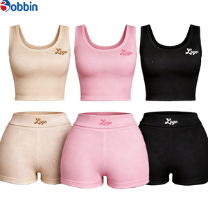 Conjuntos de Ropa de Verano para Mujer, Conjuntos Deportivos Personalizados de Moda Urbana, Conjunto de 2 Piezas, Top Corto y Pantalones Cortos, Conjunto Acanalado - Product Image 1