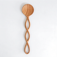 Cuillère en bois sculptée à la main du Vietnam, motif feuille, couleur personnalisable, décorative, écologique, accessoire de cuisine pour servir les aliments
