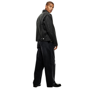 Jean en denim noir droit à jambe large pour homme - Pantalon décontracté respirant en coton et élasthanne à taille mi-haute pour l'été et l'automne - Product Image 2