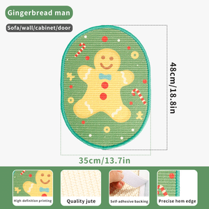 Green Gingerbread Man Christmas Tree Wall Cat Scratcher <b>Pad</b> Sisal <b>Scratch</b> Board Cat Claw <b>Pad</b> for Indoor Cats - Product Image 6