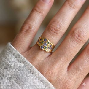 Wedding Wear 925 Sterling <b>Silver</b> Gold Plated Jewelry Blue Topaz White Topaz <b>Emerald</b> Gemstone Women Wear Classic <b>Ring</b> - Product Image 6