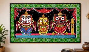 Pintura Pattachitra de Radha Krishna |   Decoración de Pared de Arte Folclórico Tradicional Indio |   Obra de arte étnica mitológica hecha a mano - Product Image 2