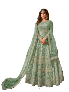 Salwar Kameez con Bordado de Lentejuelas para Boda, Estilo Indio Pakistaní Tradicional para Mujer, Largo hasta el Suelo, Corte Regular - Product Image 1