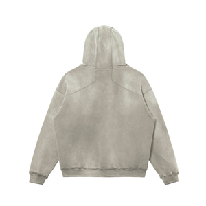 Sweat à capuche en coton épais 2026, coupe oversize, épaules tombantes, poche kangourou, finition délavée aux minéraux, effet soleil éclairé - Product Image 2