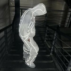 Custom Oversized Reflective Windbreaker <b>Tracksuit</b> Men Streetwear Polyester Jacket and Jogger Set - Product Image 2