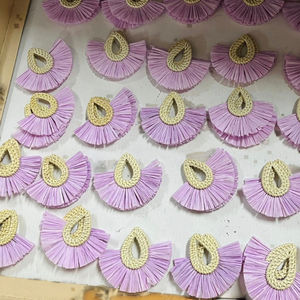 Pendientes de gancho de oreja de ratán para mujer, arte popular vietnamita, vacaciones de verano, decoración de boda, artesanías de mimbre, hechos a mano, nueva moda - Product Image 1