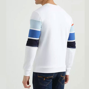 Mens White Blue Striped Chest Panel Crewneck <b>Jumper</b> Best Seller Fall Heavyweight <b>Warm</b> Casual Garment Fashion Apparel Clothing - Product Image 2