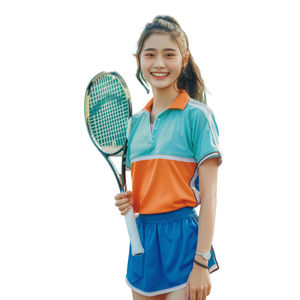 ชุดเทนนิสผู้หญิงใส่สบาย ระบายอากาศดี เป็นมิตรกับสิ่งแวดล้อม แห้งเร็ว ชุดลำลองเล่นกอล์ฟแบบ 2 ชิ้น กระโปรงคอสูงแขนกุด - Product Image 4