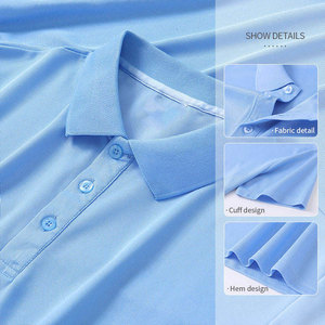 Men's Solid Color Short Sleeve Knitted Button Shirt 100% Polyester Breathable Casual Embroidery Logo Front ODM - Product Image 6