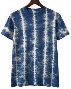T-shirt bleu tie-dye pour homme, col rond, manches courtes, coton, streetwear décontracté, lavage vintage, personnalisable, OEM, fournisseur en gros de t-shirts - Product Image 1