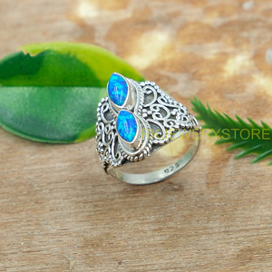 แหวนโอปอลสวยงาม แหวนเงินแท้ 925 แหวนสเตทเมนท์ แหวนดีไซน์ไม่ซ้ำใคร แหวนโอปอล เครื่องประดับโอปอล ของขวัญคริสต์มาสสำหรับแฟนสาว - Product Image 2