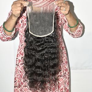 Extensiones de Cabello Ondulado Natural Sin Procesar con Cutícula Alineada, Cierre HD 6*6 de Doble Trama Procesado a Máquina, Cabello Virgen Remy Indio - Product Image 4