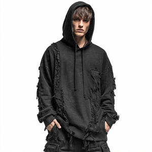 Sudadera con capucha holgada y desgastada para hombre, con hombros caídos, estilo urbano de invierno, oversize, con efecto lavado - Product Image 2