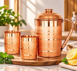 Carafe à eau en cuivre martelé artisanal de luxe, théière et bouilloire en métal de qualité supérieure avec finition haut de gamme pour les styles de décoration intérieure - Product Image 1