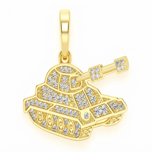 Collier pendentif breloque en argent 925 plaqué rhodium, design mini voiture personnalisé, serti de pierres naturelles taille brillant, bijoux fins, vente en gros - Product Image 1