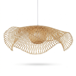 Handmade 2 Layers Bamboo Lampshade Woven Pendant <b>Light</b> Creative Double Layer Wave <b>Shell</b> Chandelier Indochine - Product Image 1