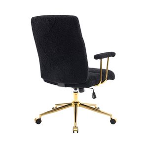 Modern Black and Gold Textured Boucle Fabric Office Chair <b>Height</b> <b>Adjustable</b> <b>Desk</b> Chair with Padded Arms - Product Image 2