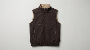 Gilet sans manches réversible pour homme, sans col, fermeture éclair, coupe-vent, décontracté, extérieur, hiver, couleur unie, Spandex/Polyester - Product Image 4