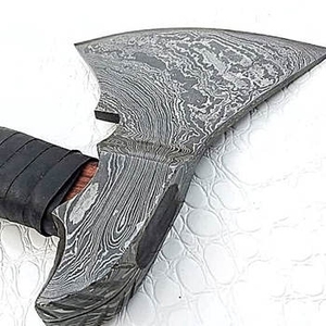 Hacha de Damasco Hecha a Mano de Alta Calidad con Mango de Madera de Palisandro, 2 lb, Hacha de Doble Hoja para Exteriores, Tomahawk para Acampar y Cortar - Product Image 4