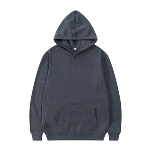 Sweat-shirt à capuche noir pour homme, coupe classique, couleur unie, en molleton, décontracté, avec poche, en coton tricoté, pour l'automne - Product Image 4