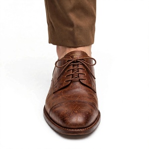 Chaussures habillées Oxford 100 % cuir marron premium pour hommes, à bout uni, à lacets, en cuir véritable, pour le bureau et les occasions professionnelles, de BD - Product Image 6