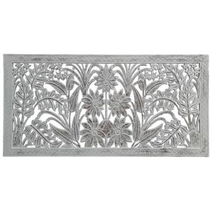 Luxury Handcrafted Solid Wood Bed <b>Frame</b> Ornate Tropical Leaf Floral Carving <b>Antique</b> White Wash Finish - Product Image 2