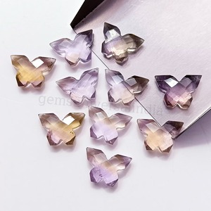 Ametrine naturelle en forme de papillon 14 mm, pierre sculptée à la main, pierre précieuse, cristal sculpté, prix de gros, fabrication de bijoux en vrac - Product Image 6
