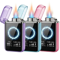 Briquet électronique intelligent LED rechargeable USB-C, design barre colorée, coupe-vent, pour cigarettes et barbecue