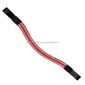 2024 nuevo diseño hecho a mano con forma curva de cuero banda para cejas de caballo con cristales multicolores diamantes de imitación banda para cejas Bling para brida - Product Image 3