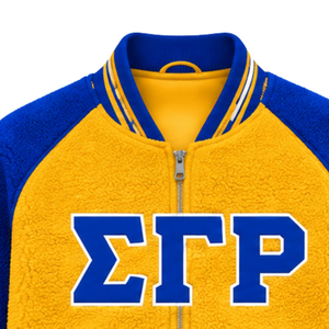 Sigma Gamma Rho Custom Reversible Women Sherpa Bomber <b>Coat</b> Plush Fleece Warm Double Sided Greek Sorority Jacket Winter Casual - Product Image 3