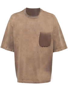 T-shirt Homme Oversize Uni à Manches Courtes Col Rond Col Montant en Coton Lavé Coupe Décontractée Longueur Standard Noir Respirant 280g - Product Image 6